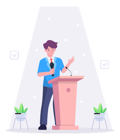 Male political candidate giving speech  Illustration