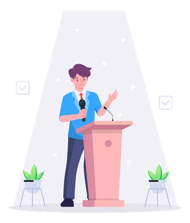 Male political candidate giving speech  Illustration