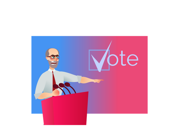 Male politician giving election speech  Illustration
