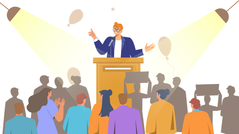 Male politician giving speech  Illustration