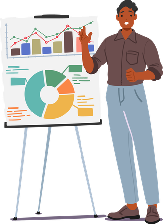 Male Presenting business report  Illustration