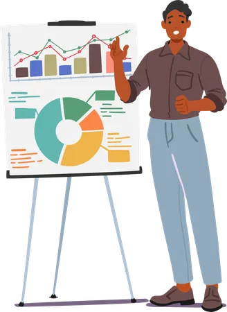 Male Presenting business report  Illustration