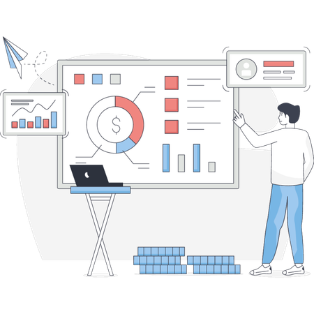 Male Presenting Financial Management  Illustration