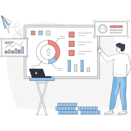 Male Presenting Financial Management  Illustration