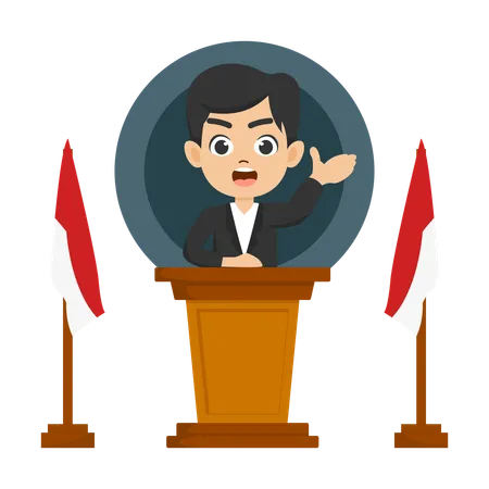 Male President giving speech  Illustration