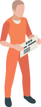 Male Prisoner holding board  Illustration