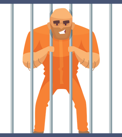 Male prisoner in jail  Illustration