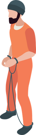 Male Prisoner In Jail  Illustration