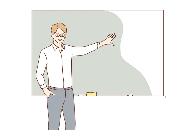 Male professor is explaining on presentation board  Illustration