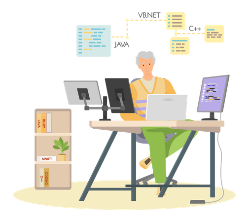 Male Programmer working from home Illustration