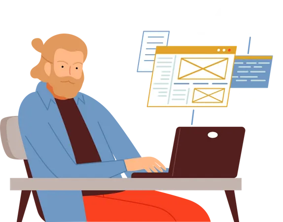 Male programmer working on cloud design  Illustration