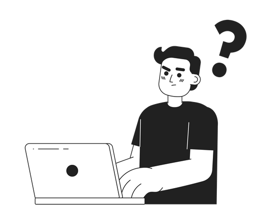 Male programmer working on laptop  Illustration