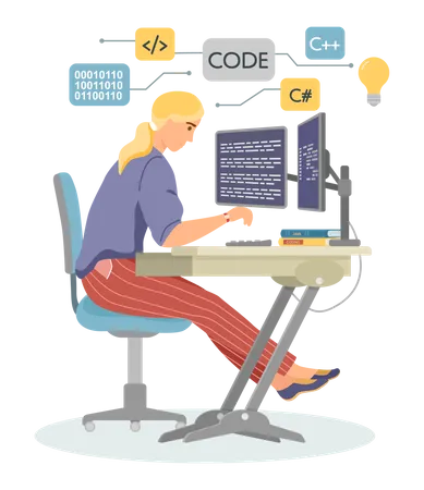 Male Programmer working on web development  Illustration