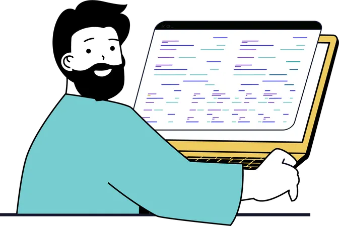 Male programmer working on website  Illustration