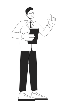 Male project manager holding paperwork  Illustration