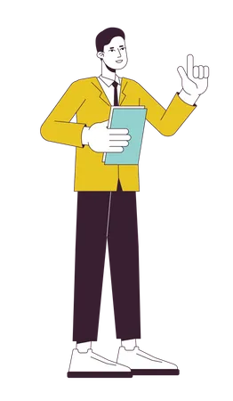 Male project manager holding paperwork  Illustration