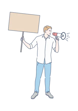 Male Protester  Illustration