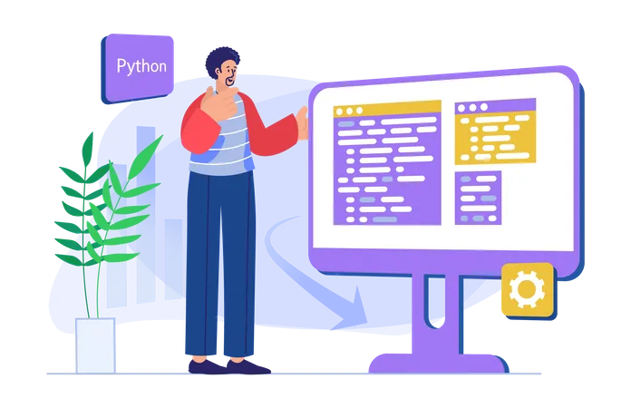 Male python developer  Illustration