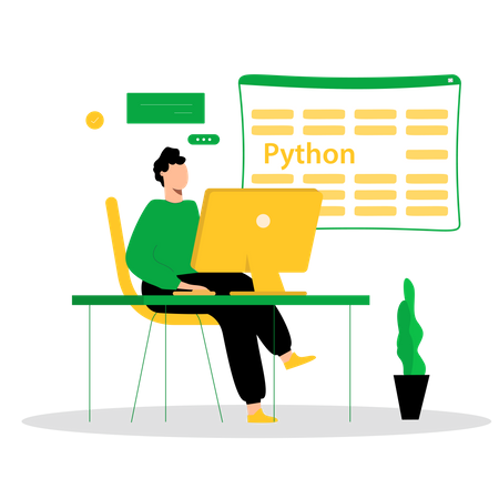 Male python developer working on website Illustration