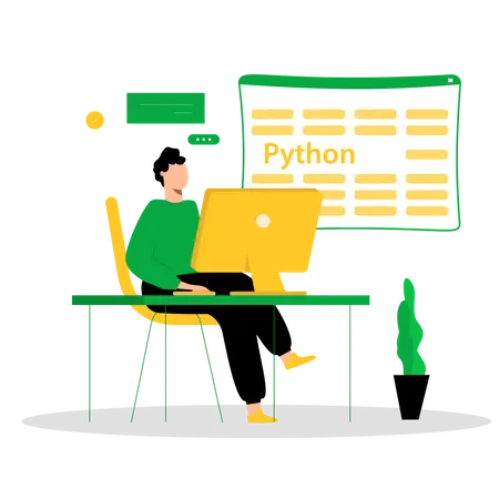 Male python developer working on website  Illustration