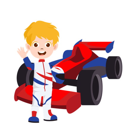 Male Racer with car  Illustration