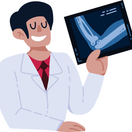 Male radiologist holding X-Ray Illustration