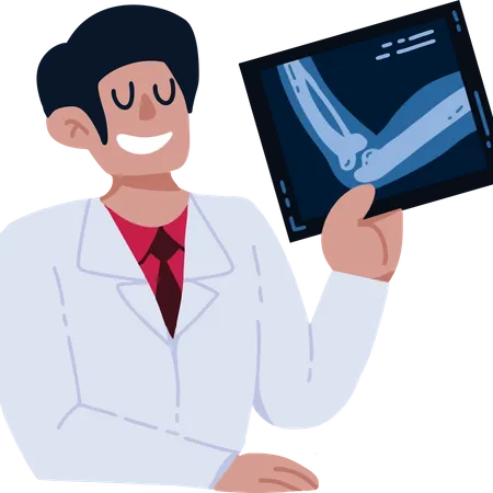 Male radiologist holding X-Ray Illustration