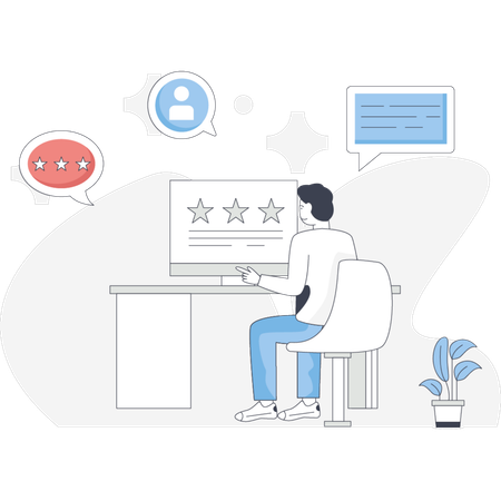 Male rating online content  Illustration