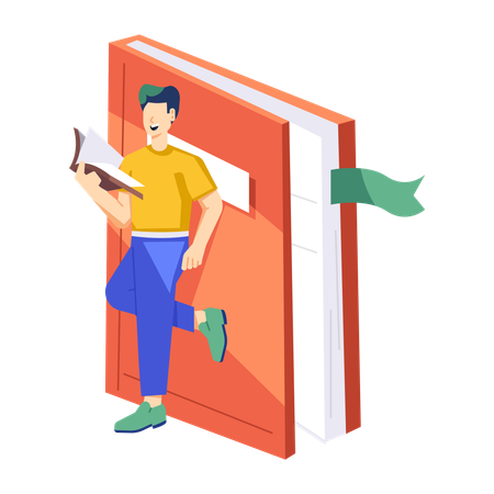 Male Reader read book  Illustration