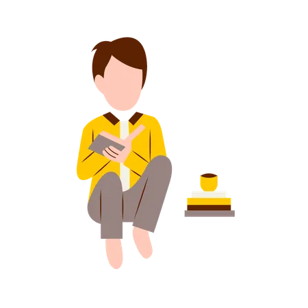 Illustration Of Man Reading Book Illustration