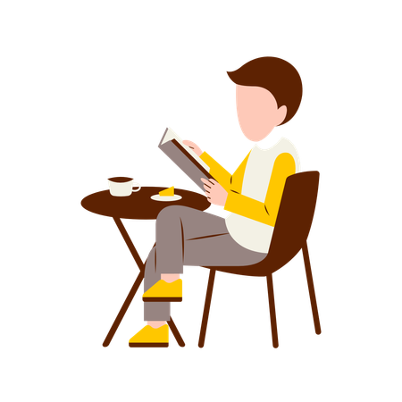 Male Reading Book  Illustration