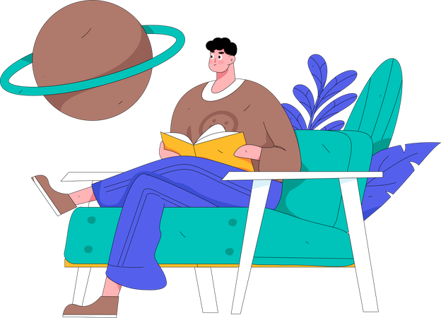 Male Reading Book  Illustration