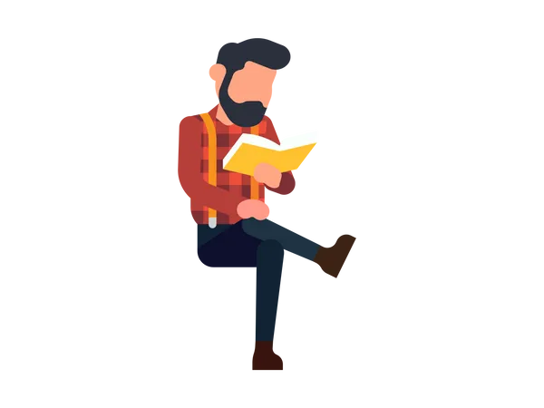 Male reading book  Illustration