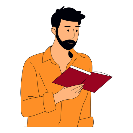 Male Reading Book  Illustration