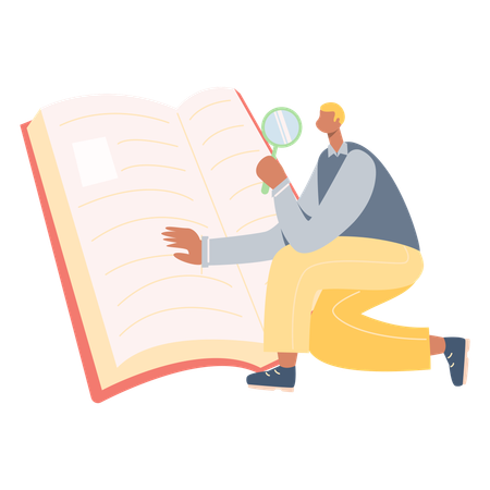 Male Reading Book  Illustration