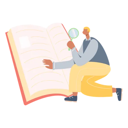 Male Reading Book  Illustration