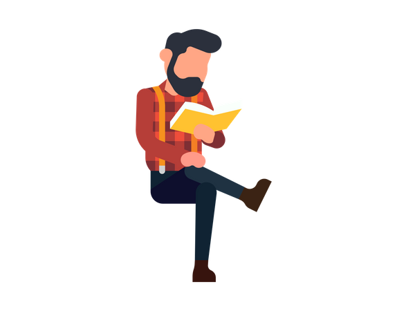 Male reading book  Illustration