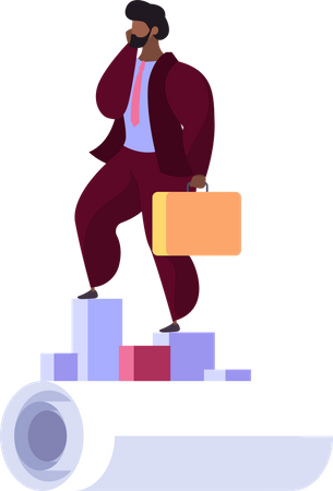 Male real estate investor talking on phone  Illustration