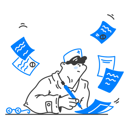 Male receptionist writing prescription  Illustration