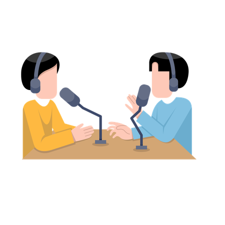 Male Recording Podcast  Illustration