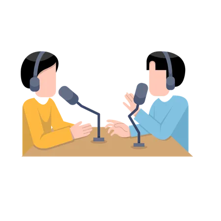 Male Recording Podcast  Illustration