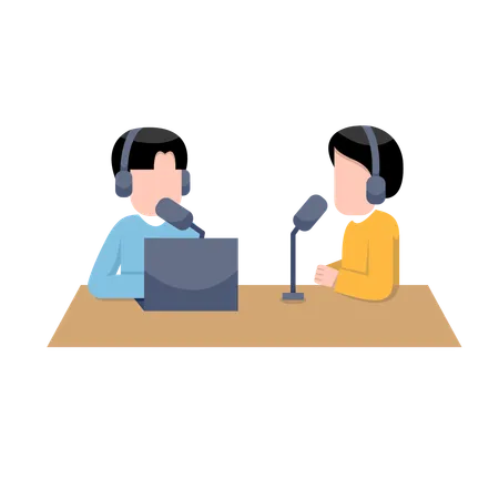 Male Recording Podcast  Illustration