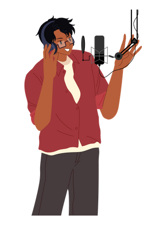 Male recording podcast  Illustration