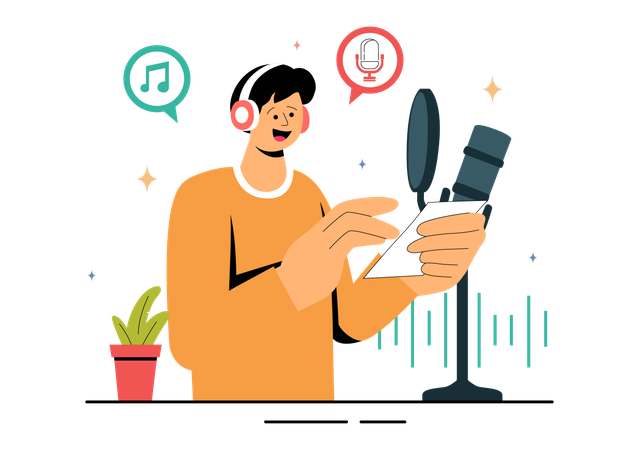 Male recording voice  Illustration