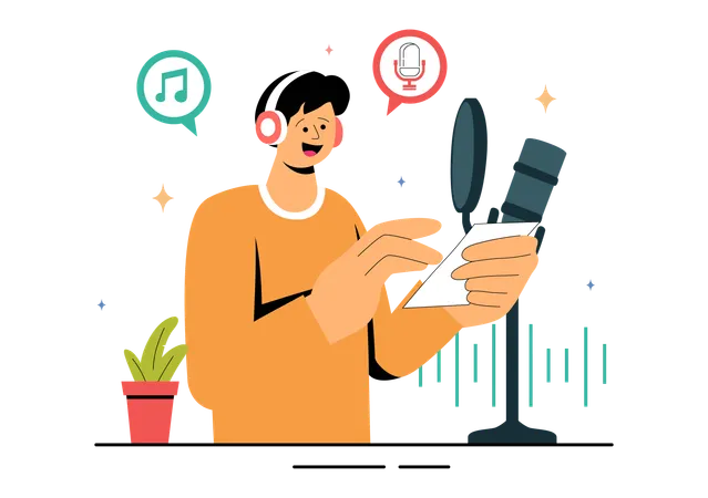 Male recording voice  Illustration