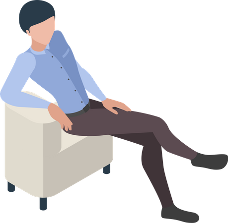 Male relaxing on couch Illustration
