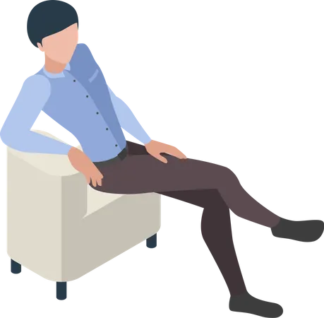 Male relaxing on couch  Illustration