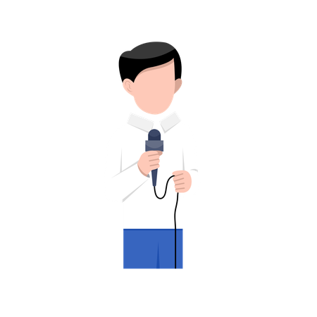 Male Reporter hold mic  Illustration