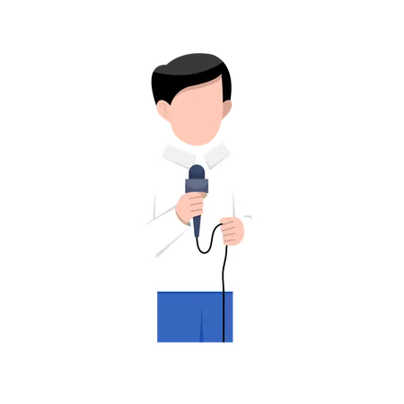 Male Reporter hold mic  Illustration