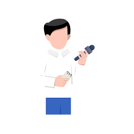 Male Reporter holding mic  Illustration